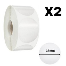 빅쓰리몰 원형 라벨 방수 봉인 포장용 실링 롤 스티커, 2개, 투명 원형 스티커 38mm 500p
