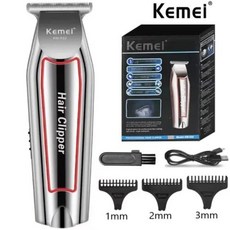 Kemei 남성용 전기 수염 트리머 헤어 클리퍼 헤어 커터 기계 이발 그루밍 키트 KM-032, 1) 빨간