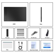 계산기 태블릿 휴대 VEIKK-A30 10x6 인치 디지털 펜 전화 드로잉 틸트 OTG 배터리 프리 스타일러스 안드로이드 윈도우, 02 A30 Film