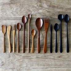 트래블앤쿡 천연 옻칠 우드 티스푼 티포크 머들러 13종 모음, 1개, 07 요거트스푼