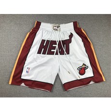 NBA 농구반바지 5부 유니폼 농구복 농구바지 쇼츠, 푸시아 히트 레귤러 화이트, 1개