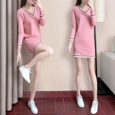 반목니트원피스 폴라니트원피스 겨울원피스 기질의 한국어 버전은 얇은 기본 플러스 벨벳 v