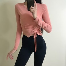 로라벨 셔링 스트링 긴팔 슬림 여자운동복 요가복 여성운동복 상의 필라테스복