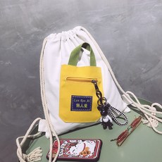 보드가방 주머니 스트링 백팩 남녀 초등학생 책가방 가엽고편리한 운동 심플 복습 학원가방, T06-폭력곰 화이트 스트링 치수 높이 35넓이 31센티미터