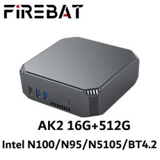 미니컴퓨터 미니PC 조립PC FIREBAT AK2 프로 플러스 미니 PC 게이머 인텔 N100 N95 N5105 윈도우 11 게이밍 DDR4 16GB RAM 512GB SSD NV, 5.16GB RAM 512GB ROM - AK2 PLU
