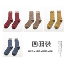 스트라이프 단가라 여성 겨울 가을 INS트렌드 학원 무드 롱 양털 보온 평행봉 삭스