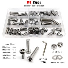 TS볼트 스테인리스 소켓 나사 모음 M1 1 304 육각 박스 스틸 M4 6 너트 단추 알렌 ISO7380 M2 M3 M6 M5 5 헤드 M8 키트 볼트, M8 75pcs, 1개