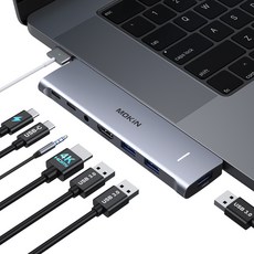 맥북멀티허브 맥북독 MOKiN 맥북 프로 어댑터 허브 USB C 도킹스테이션 듀얼 USB-C-HDMI USB-C 30 노트북 에어 맥 동글