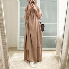 ramadan muslim 기도 의류 세트 여성 hooded hijab dress jilbab abaya skirt sets long khimar djellaba eid 가운 이슬