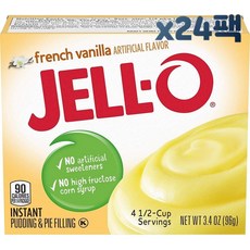 JELL-O 젤로 프렌치 바닐라 푸딩 믹스 96g x 24팩 French Vanilla, 1개