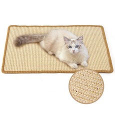FUKUMARU 고양이 스크래처 매트 59.9 x 49.9cm23.6 15.7인치 천연 사이잘 스크래치 접착 벨크로 테이프가 있는 수평 바닥 패드 러그 소파와 카펫 보호 515, 베이지-23.6 x 15.7 인치