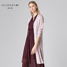 여성용가디건 ELLASSAY ELLASSAY봄 부드럽고아름다운 핑크 미들롱타입 V넥니트 카디건 여성