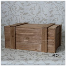 정리함 우드박스 원목 빈티지 북유럽 수납함, 스몰 42x27x16cm, 우드 튤레이스 무지, 1개 - 원목함