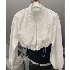 크롭자켓
 나나뽕 바스락 스탠딩카라 스트링 크롭 자켓 바람막이