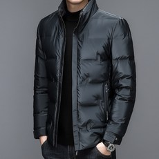 DFMEI 남성 솔리드 하이넥 패딩 겨울 화이트 오리털 경량 기모 캐주얼 코트 남성복