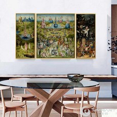 노 브랜드 Hieronymus Bosch 세속적 욕망의 낙원 El jardin de las delicias 걸작 아트 프린트 장식 프레임 그림 포스터, with frame - fredmirrorquality