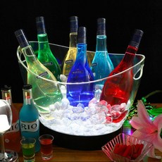 LED 와인얼음통 아이스버킷 양주얼음통 버킷 발광 칠링 쿨러 얼음통 와인바 조명 바스켓, 24개
