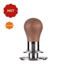 커피템퍼 58mm58.5mm 탄성 조절 커피 탬퍼 304 스테인레스 스틸 나무 손잡이 플랫 압력 프레스 해머 바리 스타 도구, b, 1개