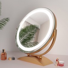 레드 LED 아름다운얼굴 큰사이즈 라지 화장거울 포함 모즈 깁다 등잔 받침대 면 반들 심플 그물 테이블 탑 노르딕, 50cm 샴페인 플러그인 3색무극조