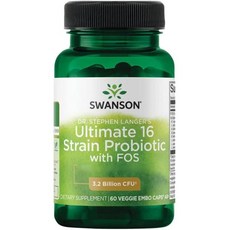 독일유산균 Swanson Ultimate 16-Strain ProbiFOS 포함 프락토올리고당이 포함된 16가지 좋은 박테리아 균주 60캡슐 실험실 테스트를 거친 콩 무함유 글루텐, 60정, 1개
