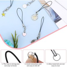 100개입 랜야드 전화기 고리끈 매력 탈부착식 열쇠고리 끈 DIY 핸드메이드 USB 주얼리 공예품 액세서리 블랙