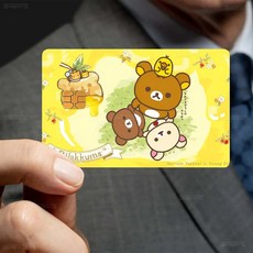 리락쿠마 카드 스티커 코리락쿠마 키이로이토리 챠이로이코구마 필름 테이프 버스카드 신용카드 교통카드 체크카드, 1 세트, Z5