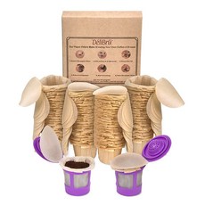 Delibru K Cup 일회용 종이 필터 100팩 모든 재사용 가능한 커피 포드에 적합 - 큐리그 싱글 컵용 퇴비화 및 일회용 커피 필터, 300 pcs (Brown)