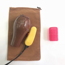 학생 기숙사 전용 전기 휴대 접이식 미니 여행 숏 1000W 이하 소형, 커피 색깔 _수납가방 _앞머리 헤어롤
