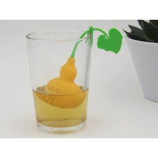 조롱박 모양의 실리콘 티백 필터 인퓨저 티 여과기 차 도구 빠른 로트당 100개, green