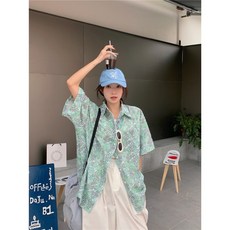 진달래 봄 여름 가을 꽃문늬 셔츠남방