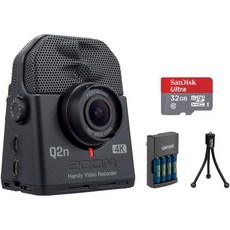 Zoom Q2n4K 32GB 울트라 메모리 카드 테이블 상판 삼각대 및 충전기AA NiMH 배터리 4개 번들 포함 핸디 비디오 레코더, 1개