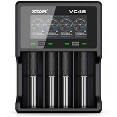 고속 충전기 4베이 18650 배터리 충전기 XTAR VC4S 21700 배터리 충전기 32650 충전기 최대 3A(3.6V/3.7V Li-ion 18650 18700, 단일옵션