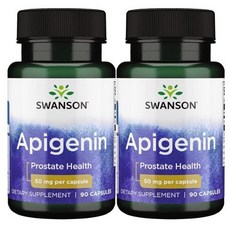 스완슨 아피제닌 90정 2병 Swanson Apigenin Prostate Health Supplements Nerve 50 mg 90 Capsules (2 Pack), 1set, 1set