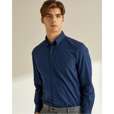 닥스 남성 19FW 네이비 로고자수 면 긴팔캐주얼셔츠 DMSH9C011N3
