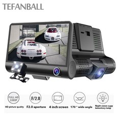 자동차 레코더 DVR 3 카메라 렌즈 4.0 인치 대시 카메라 듀얼 렌즈 Rearview 카메라 비디오 레코더 자동 등록자 Dvrs|DVR/Dash 카메라|, 1개, 8G Card 3 Lens, 단일