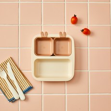 키즈세이프 렌지안심 네스틱 토끼 미니플레이트 3P(핑크) KI0124060, 1개, 토끼 미니플레이트 (3P핑크)_KI0124060