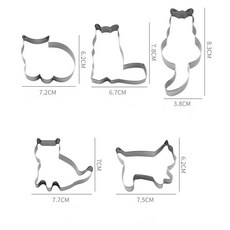 조각/세트 동물 고양이 쿠키 금형 DIY 쿠키 금형 쿠키 스탬프 커터 킹 도구 킹 도구 설탕 큐브 커터, 5pcs-실버, 하나