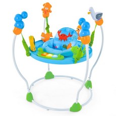 BABY JOY Ocean Discovery 아기 점퍼 및 바운스 음악 조명 소리가 있는 유아 활동 센터 360° 회전 시트 및 5개 높이 조절 가능 6-12개월 발달 장난, Blue