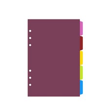 6 링 스터디 느슨한 잎 주최자 페이지 탭 분류 정렬 5pc를위한 다채로운 인덱스 분배기 바인더 디바이더, A5