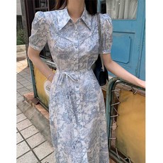 눈물의여왕 6화 천다혜 수묵프린팅카라허리리본반팔원피스 이주빈캐주얼