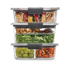 Rubbermaid Brilliance BPA 프리 식품 보관 용기 뚜껑 포함 밀폐 점심 밀프렙 및 남은 음식용 2개 세트 (4.7컵) 151925, 3개