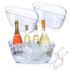 얼음 양동이 아이스 버킷 3 개 욕조 파티용 스쿱 미모사 바 공급 와인 칵테일 맥주 병 6 5L, Clear, 3개