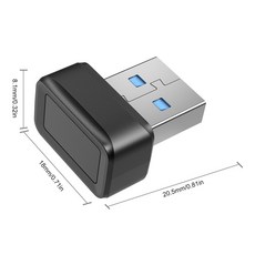 USB 지문 키 리더 지문 인식 Windows Hello FIDO U2F 생체 인식 PC용 지문 인식, 1) Black, 1) Black