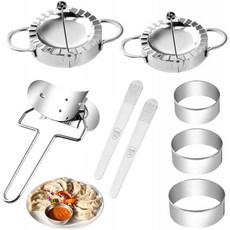 라무터 8Pcs 만두제조기 세트 스테인리스강만두 프레스 금형 만두피커터 만두피커터 수저 밀가루반지커터 주방 액세서리: 주방, 단일옵션