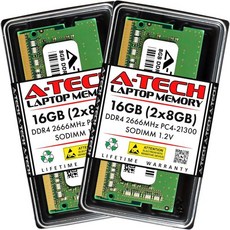ATech 16GB(2x8GB) DDR4 2666MHz PC421300(PC42666V) CL19 SODIMM 1.2V 260핀 비 ECC 노트북 RAM 메모리 모듈