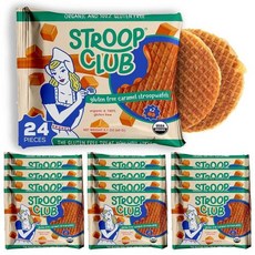 Stroop Club Chocolate Caramel Delights Cookies 유기농 와플 및 식물 기반 비건 건강 스낵 스트룹와펠 - 8개 팩 쿠키 24개, 글루텐 프리, 24 Waffles 12 x Pack of 2