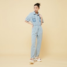 [made by LAP] 반팔 스모킹 데님 점프수트 AM2DO468