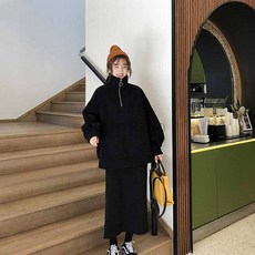 HH 램스울 집업 맨투맨 루즈핏 숏 풀오버 램스울 맨투맨