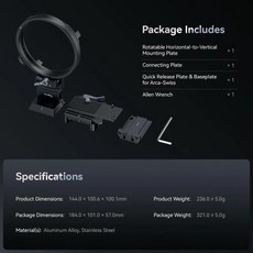 스몰리그 후지필름 GFX 100S / 50S II / GFX100 II용 회전 칼라 플레이트 Arca 타입용 수평-수직 마운트