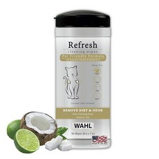 WAHL Wahl USA Cat 리프레시 클리닝 물티슈 오트밀 포뮬라 더러운 고양이를 상쾌하게 하고 청소하기 위한 - 50개 820017-500, 1개